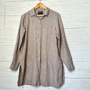 Tahari Tunic Womens Size Medium Heather Mauve Button Down Long Sleeve Lagenlook